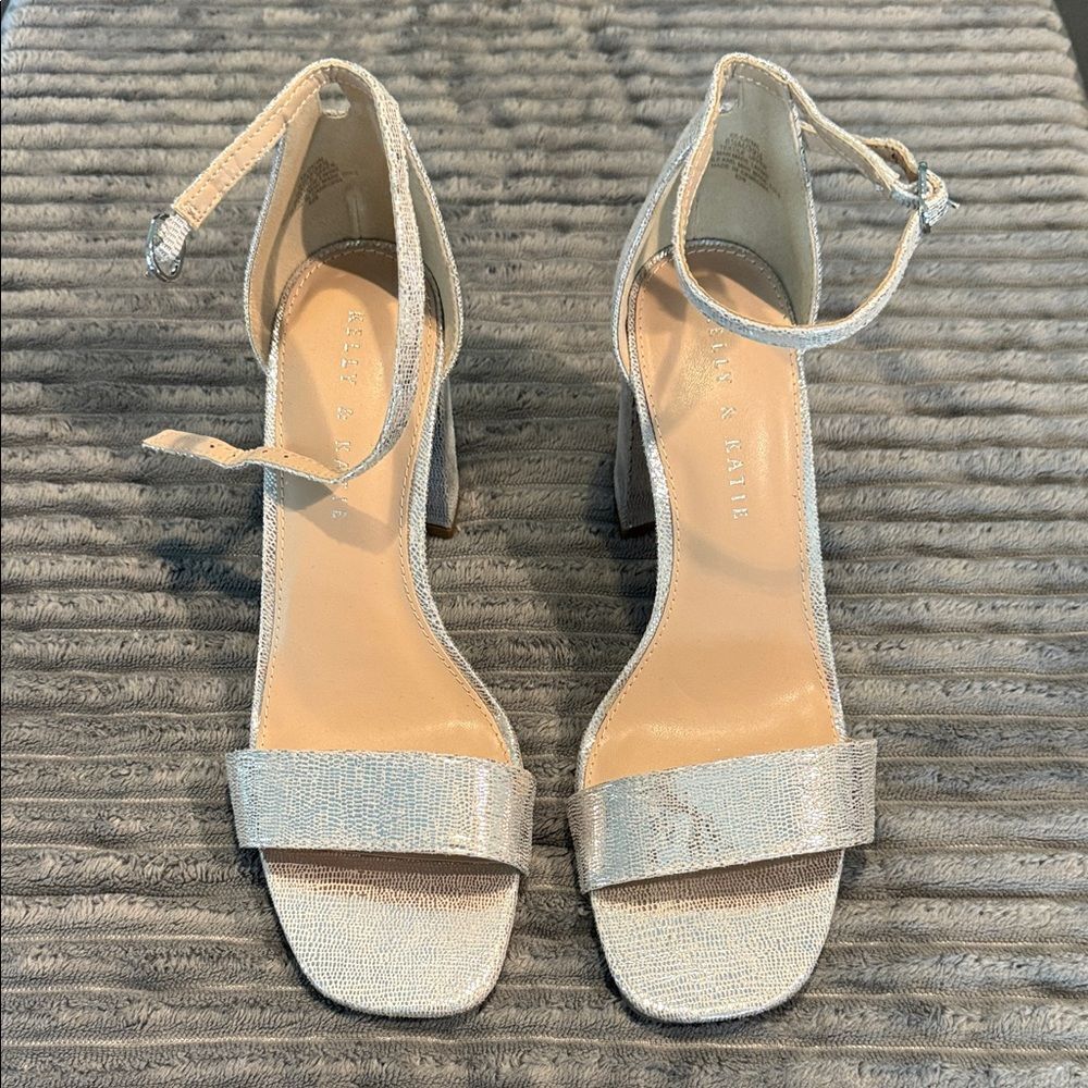 Steve Madden Shimmering Silver Ankle Strap Heels